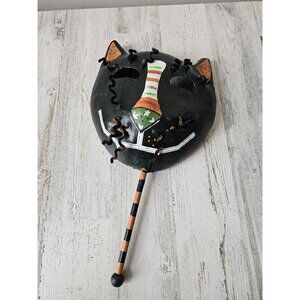 Shabby chic cat mask Halloween decor unique black glitter